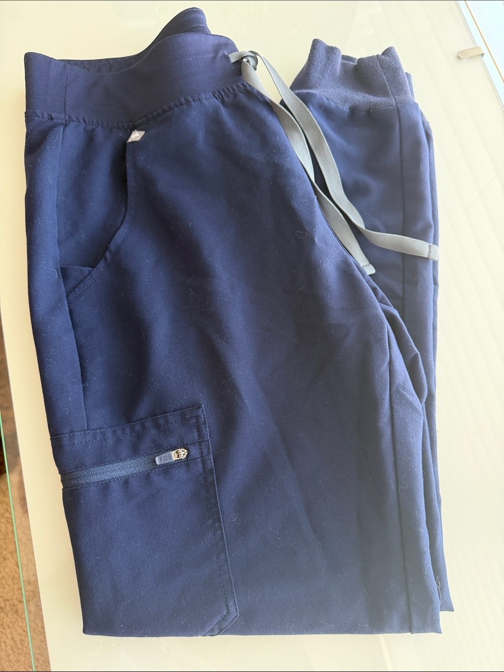 FIGS Navy Drawstring Cargo Jogger Scrub Bottoms